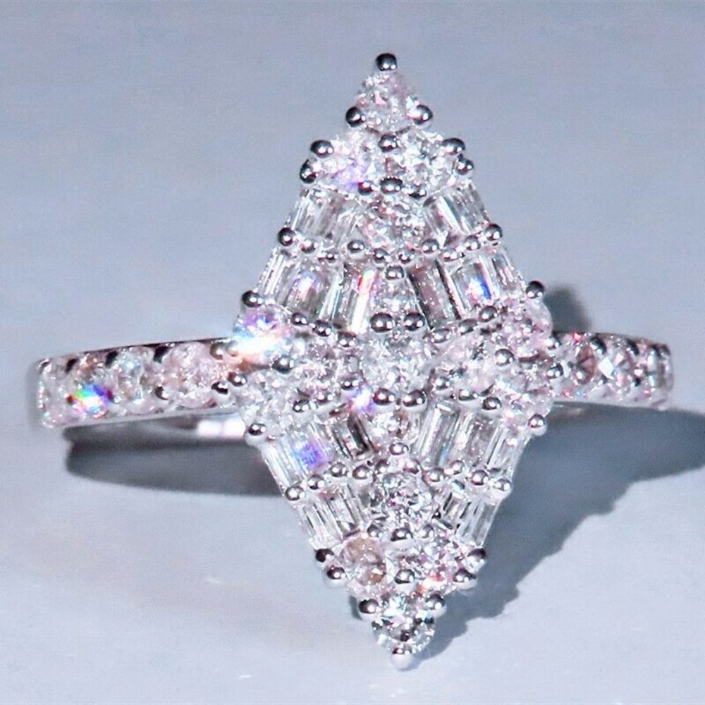 Women 925 Silver White Sapphire Wedding Ring - Picture 3 of 11